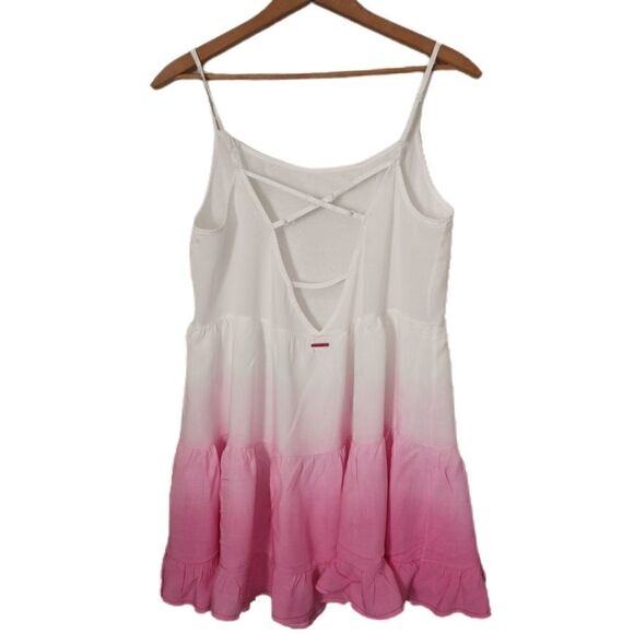 Beach by Exist Mini Dress Dip Dyed Ombre Strappy Back Tiered Ruffles Medium. - Picture 11 of 12